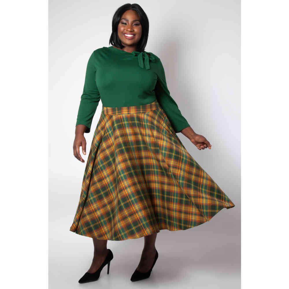 Voodoo Vixen - Melanie Green Tie Neck Top à manches longues - Vert